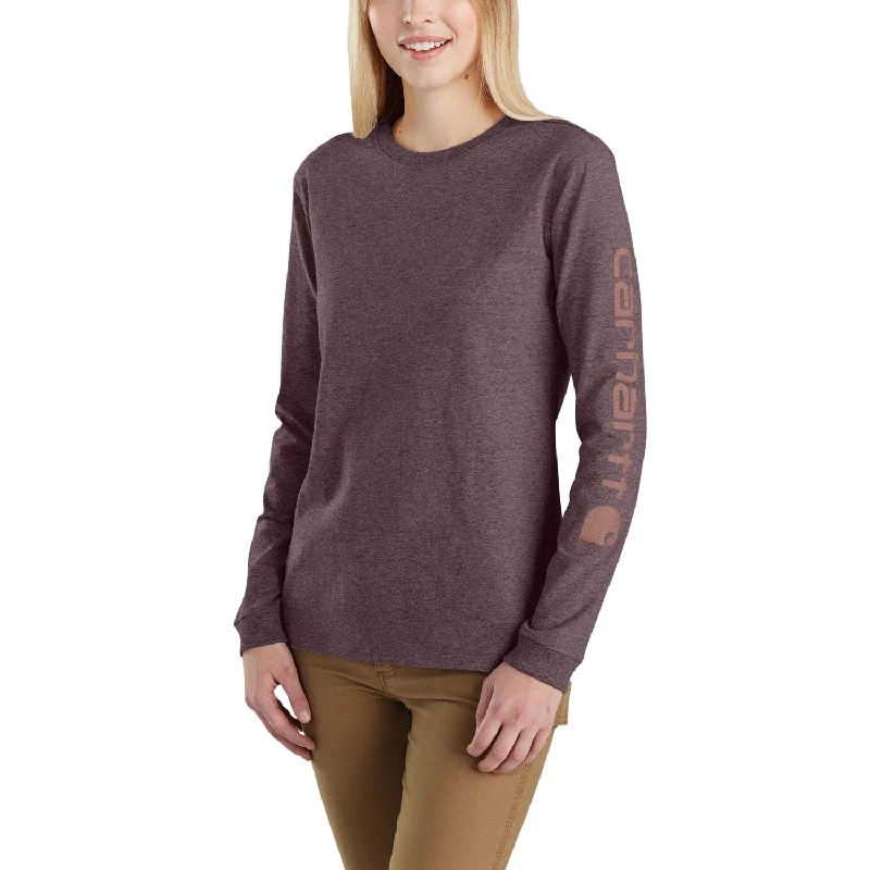 Carhartt Women's Heavyweight Long Sleeve Logo T-Shirt_Blackberry Heather