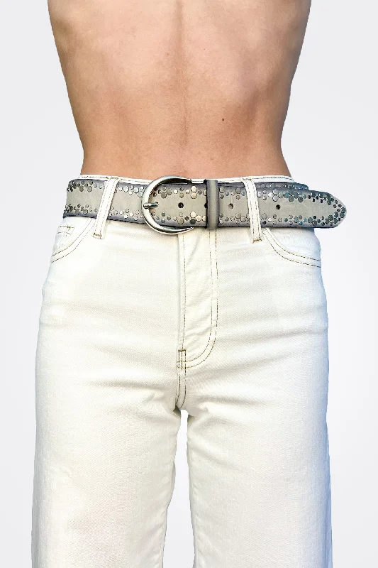 Border Studded Belt - Grey