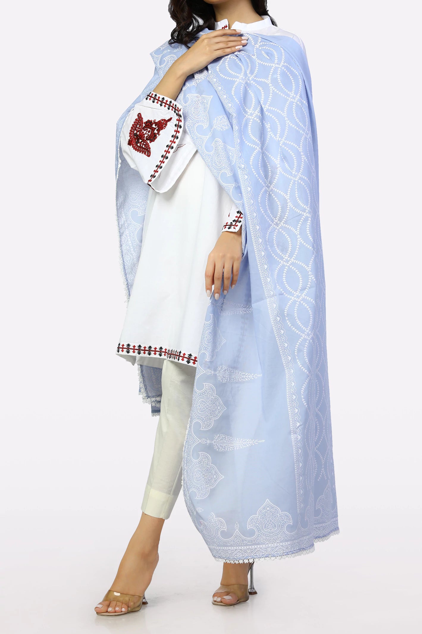 Ice Blue Chiffon Dupatta